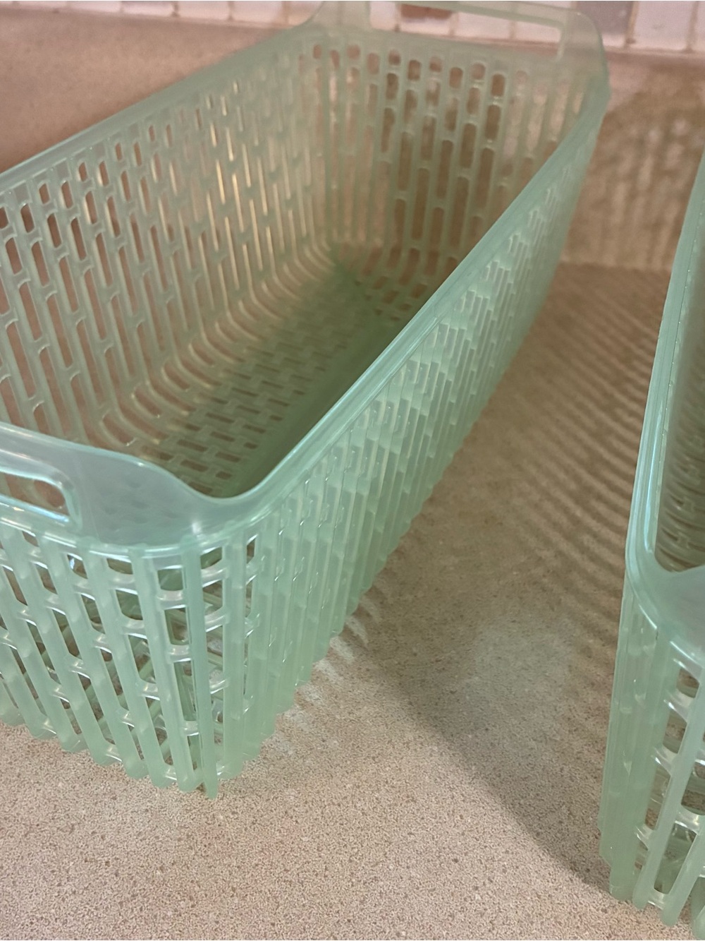 Mint Green Plastic Storage Basket by